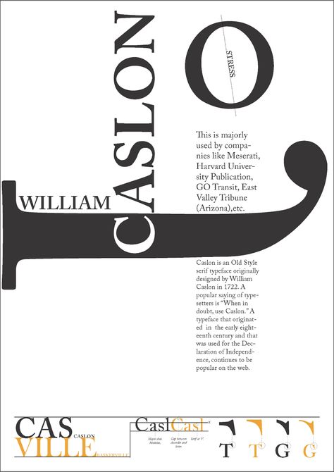 Caslon Font Poster on Behance Caslon Font, Type Specimen Poster, Specimen Poster, Typeface Poster, Gill Sans, Typographic Poster Design, Specimen Book, Typographic Logo Design, Type Specimen