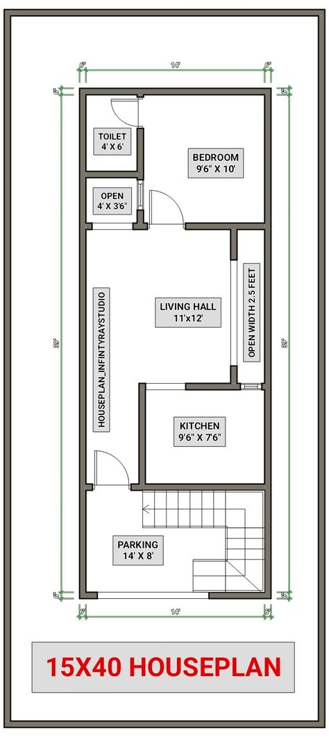 #15x40plan #15x40houseplan #15by40floorplan #15x40housemap #houseplan_infintyraystudio 15×40 House Plans, 15 X 40 House Plans, 12x40 Floor Plan Layout, 15x40 House Plans, Small House Layout Plan, Narrow Building, Mini House Plans, 20x30 House Plans, North Facing House