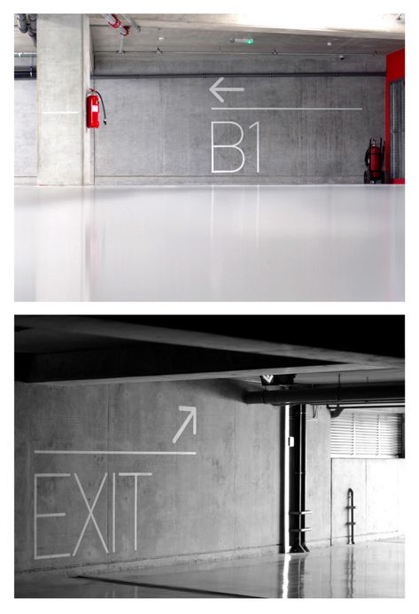 The Oval Signage & Wayfinding Design on Behance Parking Lot Signage, Large Signage, Warehouse Exterior Design, Parking Lot Sign, Visual Information, Pavement Design, Kindergarten Interior, Signage Wayfinding, Park Signage