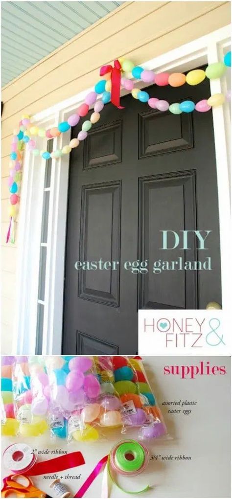 DIY Easter Egg Garland Easter Floral Centerpieces, Easter Tabletop Decor, Egg Garland, Easter Porch Decor, Easter Centerpieces Diy, Diy Osterschmuck, Easter Egg Garland, Easter Outdoor, Easter Wreath Diy