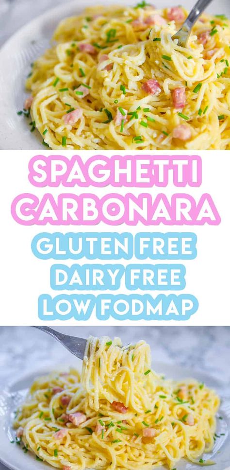 Dairy Free Carbonara, Low Fodmap Recipe, Fodmap Recipes Dinner, Low Fodmap Recipes Dinner, Fodmap Meal Plan, Fodmap Friendly Recipes, Spaghetti Carbonara Recipe, Low Fodmap Diet Recipes, Dairy Free Pasta