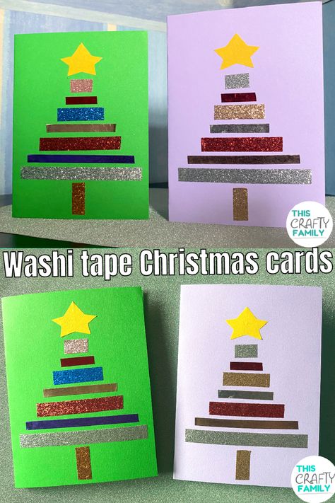 Cute washi tape Christmas tree card craft for preschoolers and older children. This cute handmade christmas card is perfect festive craft for groups such as schools and after school clubs Washi Tape Christmas Cards, Washi Tape Christmas Tree, Tape Christmas Tree, Card Making For Kids, After School Clubs, Washi Tape Christmas, Handmade Tree Ornaments, Christmas Crafts For Toddlers, Easy Diy Christmas Gifts