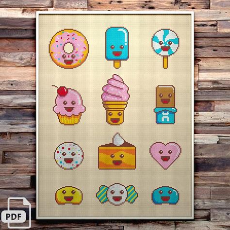 Candy Cross Stitch, Deer Crossing, Cross Stitches, Type S, Pdf Patterns, Cross Stitch Pattern, Diy Art, Stitch Pattern, Stitch Patterns