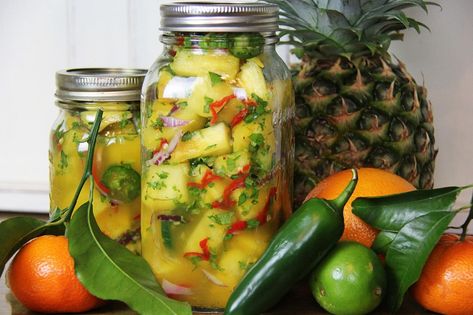 Pineapple Chow Trinidad, Pineapple Chow, Pickled Pineapple, Canning Pineapple, Spicy Pickle, Spicy Pickles, Vegan Ideas, Ripe Pineapple, Boston Mass