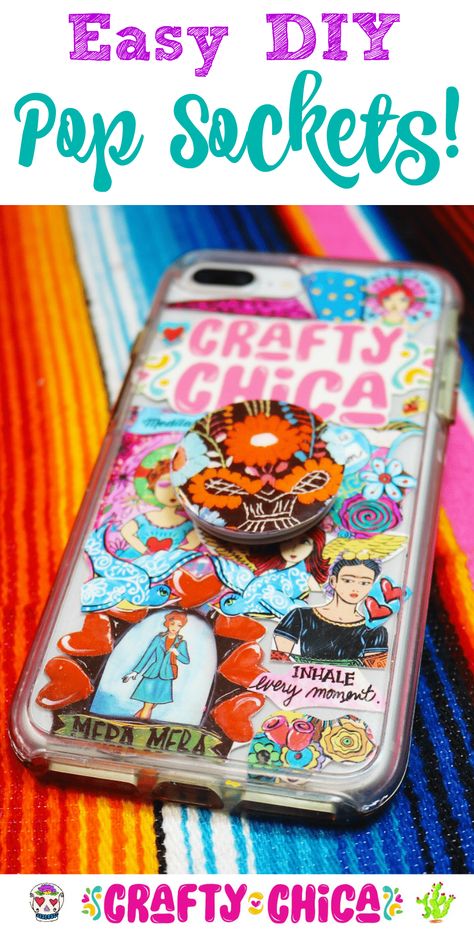 diy pop socket by crafty chica Diy Pop Socket, Diy Pop, Pop Sockets, Mexican Crafts, Diy And Crafts Sewing, Pop Socket, Pinterest Diy, Acrylic Keychains, Ideas Family