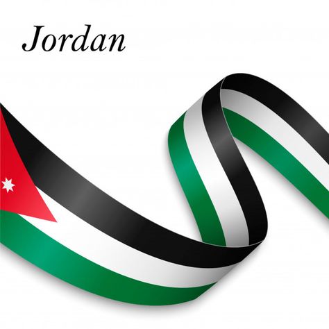 Independence Day Poster Design, Jordanian Flag, Jordan Flag, Banner Ribbon, Frame Ribbon, Independence Day Poster, Border Line, Hanging Flags, Badge Icon