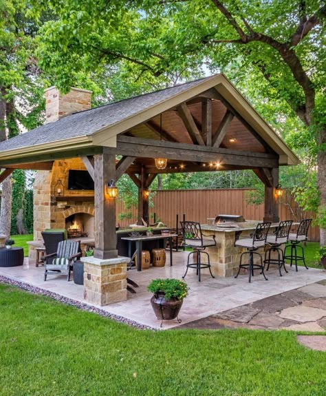 Gazebo Inspiration, Terrasse Med Tak, Patio Deck Designs, Outdoor Patio Designs, Outdoor Gazebo, Grill Area, Backyard Gazebo, Backyard Pavilion, Backyard Kitchen