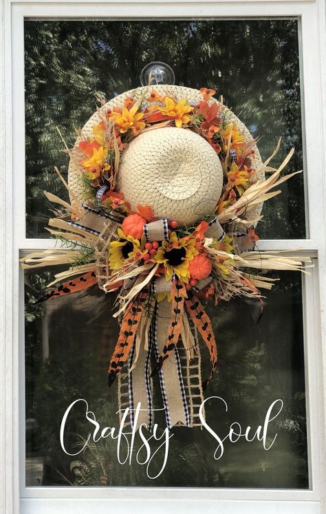 Pumpkin Topiary Diy, Fall Topiaries, Pumpkin Wreath Diy, Topiary Diy, Autumn Hat, Hello Fall Sign, Hat Decor, Fall Acorns, Happy Autumn