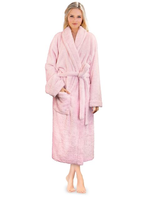 PRICES MAY VARY. Designed to be used as comfortable robe or bathrobe at your home. Our shaggy long robe has the perfect fit and comes with a waist strap so you can adjust for perfect fit and 2 side pockets to keep all your essentials! FLUFFY TEDDY SHERPA FLEECE ROBE Our Premium Women Fleece Long Robe is soft on your skin, lightweight, and keeps you warm. We made the robe of fluffy teddy sherpa fabric to make it cozy with an elegant touch! PERFECT GIFT: Ideal present for family or friends for bir Womens Bathrobes, Fleece Robe, Soft Robes, Belted Robe, Lounge Robes, Hooded Robe, Cozy Loungewear, Old Rose, Waist Strap