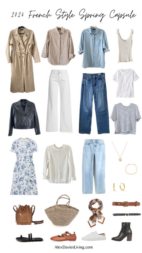 Create your own chic French inspired capsule for this spring with Alex's helpful list of timeless wardrobe classics that can mix and match to give you that effortless Parisian inspired feeling in your outfits. French Style Spring, French Capsule Wardrobe, Capsule Wardrobe Women, Spring Capsule, Travel Capsule Wardrobe, Spring Capsule Wardrobe, Women Sweatshirts, Summer Capsule Wardrobe, Ladies Top