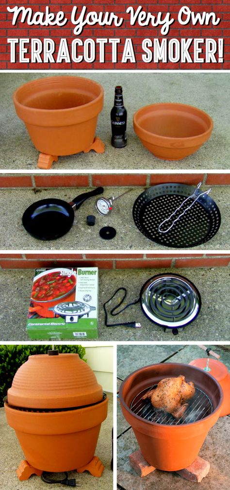 Smoker Diy, Diy Smoker, Hantverk Diy, Cute Diy Projects, Rocket Stoves, Clay Pot Crafts, Survival Food, Backyard Projects, Clay Pot