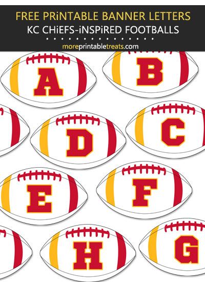 Kansas City Chiefs-Inspired Football Banner Letters Kc Chiefs Free Printables, Kansas City Party Ideas, Kansas City Chiefs Printables Free, Chiefs Printables Free, Chiefs Bulletin Board, Kansas City Chiefs Superbowl Party, Kansas City Chiefs Party Ideas, Kansas City Chiefs Birthday Party Ideas, Chiefs Party Ideas