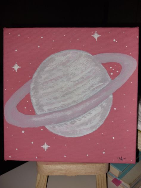 Inspires by other arts Saturn Canvas Painting, Saturn Painting, Brush Pen Art, Aesthetic Space, Simple Canvas Paintings, Easy Canvas Art, Canvas Painting Designs, Sketches Tutorial, Cute Paintings