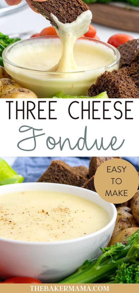 Gouda Cheese Fondue Recipe, Gouda Cheese Fondue, Melted Cheese Dip, Easy Fondue Recipes, Best Cheese Fondue, Easy Cheese Fondue, Cheese Fondue Recipe, Easy Fondue, Fondue Dinner