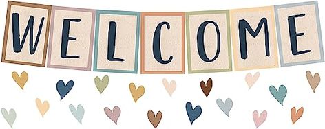 Amazon.com: Teacher Created Resources Everyone is Welcome Welcome Bulletin Board Set : Office Products Welcome Back To Work Office Decorations, Welcome Back To Work, Welcome Bulletin Board, Welcome Bulletin Boards, Calendar Bulletin Boards, Giant Letters, Incentive Chart, Welcome Design, Be Kind To Everyone