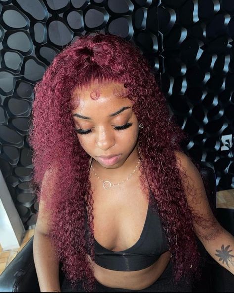 Burgundy Curly Wig, Affordable Lace Front Wigs, Frontal Wig Hairstyles, Birthday Hairstyles, Quick Braided Hairstyles, Protective Hairstyles Braids, Frontal Hairstyles, Pretty Hair Color, Natural Hair Styles Easy