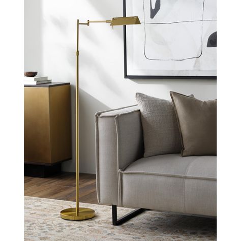 Nathanael 55'' Plated Base Task Floor Lamp Accent Floor, Reading Floor Lamp, Golden Lamps, Task Lamp, Gold Floor Lamp, Bedroom Sideboard, Reading Lamp Floor, Task Floor Lamp, Updated Traditional