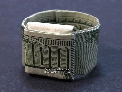 Ring Money Origami Hundred $100 Dollar Bill Cash Gift Money Dollar, Dollar Origami, Money Art, 100 Dollar Bill, Money Origami, 100 Dollar, Cash Gift, Dollar Bill, Origami