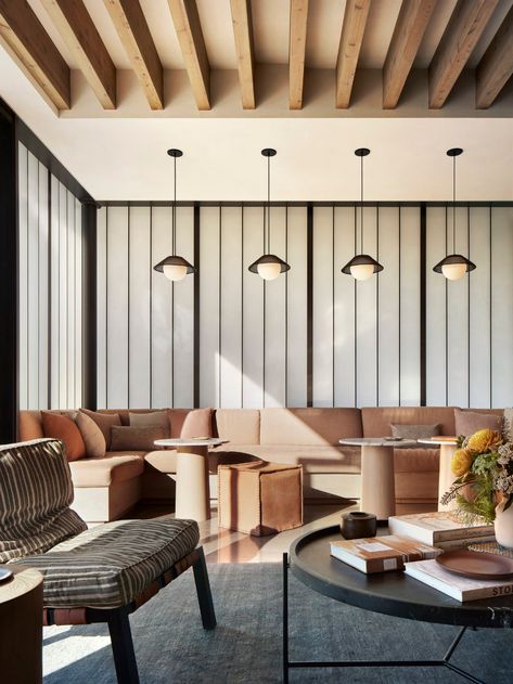 One for the Books | California Home+Design Hotel Waiting Area, Design Café, Corporate Interiors, Lobby Design, Waiting Area, Luxe Interiors, Idea Board, Commercial Interior Design, Hospitality Design