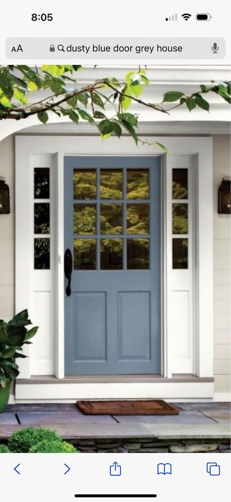 Navy Door Exterior, Colored Doors On Houses, Blue Door White House, Blue Exterior Door, Navy Door, Door Exterior, Blue Exterior, Door White, Front Door Colors