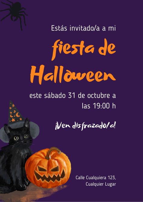 Invitación Fiesta de Halloween Ilustrada Morada - Plantillas de Canva Printable Invitation Templates, Fun Birthday Party, Engagement Ceremony, Printed Invitations, Birthday Fun, Printable Invitations, Gender Reveal, Paper Stock, Invitation Design