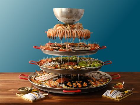 How to Build the Ultimate Seafood Tower Seafood Tower Ideas, Shrimp Tower, Seafood Tower, Countertop Oven, Crab And Lobster, Induction Cooking, Shrimp Cocktail, Holiday Food, Freshwater Fish