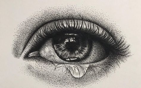 Stippled Eye - Rashelle Stetman Pointalism Art, Pointillism Tattoo, Stippling Drawing, Dotted Drawings, Tattoo Shading, Ink Pen Art, Pen Art Work, Gold Art Painting, Stippling Art