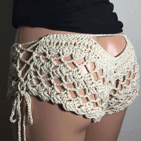 Crochet Bikini shorts most size fits all by ErenaCrochetStudio Crochet Panties, Crochet Lizard, Crochet Lingerie, Crochet Bottoms, Crochet Swim, Crochet Pants, Crochet Stitches Free, Knit Art, Crochet Shorts