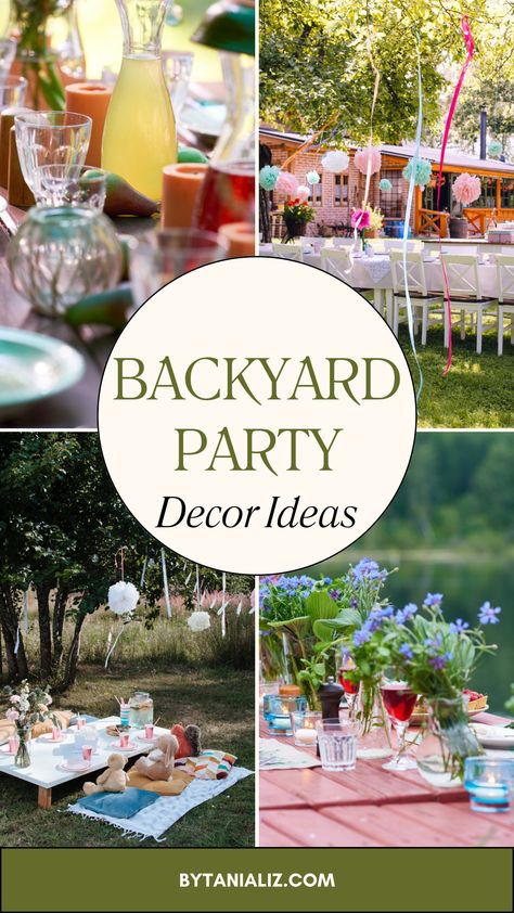 The Ultimate Outdoor Party Decor Ideas - by Tania liz Casual Party Decor, Outdoor Tea Parties, Event Table Settings, Outdoor Party Decor, Garden Party Games, Garden Gathering, Lawn Party Decorations, Backyard Party Decorations, Gathering Ideas