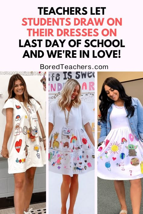 Preschool Teacher Graduation Outfit, Last Days Of School Art Projects, Kindergarten Dress Up Day High School, Last Day Of School Outfit Teacher, Student Teaching Graduation Dress, Student Decorated Teacher Dress, Student Teacher Graduation Dress, Students Decorate Teacher Dress, Dress Like Teacher Day Kids