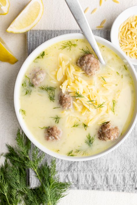 Greek Meatball Soup, Youvarlakia Avgolemono, Carrot Lentil Soup, Greek Lemon Soup, Mini Turkey Meatballs, Crab Risotto, Soup With Orzo, Soup With Meatballs, Carrot And Lentil Soup