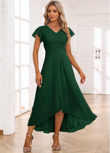 Low V Neck Dress, Corset Styles, Emerald Bridesmaid Dresses, Asymmetrical Hem Dress, Party Dresses Online, Chiffon Bridesmaid Dress, Chiffon Bridesmaid, Wedding Bridesmaid Dresses, Wedding Party Dresses