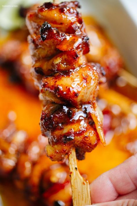 Chicken Skewers Air Fryer, Honey Chicken Skewers, Skewers Air Fryer, Honey Sauce For Chicken, Spicy Honey Chicken, Healthy Fall Dinner, Hot Honey Chicken, Honey Chicken Recipe, Chicken Skewer Recipe