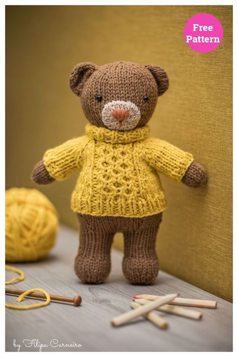 Sancho Teddy Bear Free Knitting Pattern Knitting Patterns For Teddy Bears, Teddy Knitting Pattern, Knitted Teddy Bear Clothes Pattern Free, Large Knitted Teddy Bear Pattern Free, Free Knitting Patterns For Teddy Bears, Knitting Teddy Bear, Free Knitted Teddy Bear Pattern, Free Bear Knitting Pattern, Doll Sweater Knitting Pattern