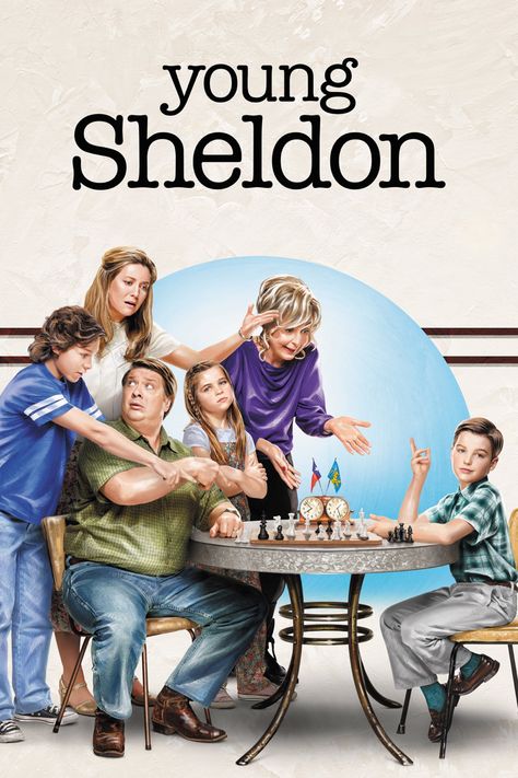 Young Sheldon Poster Young Sheldon Poster, Child Genius, Full Mon, Young Sheldon, Jim Parsons, Sheldon Cooper, Tv Series Online, Icarly, Chuck Norris