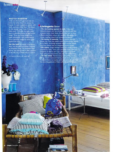 Tricia Guild, Home For The Holidays, Blue Rooms, Bohemian Design, Blue Bedroom, Designers Guild, Colorful Furniture, Wall Colors, Bedroom Inspirations