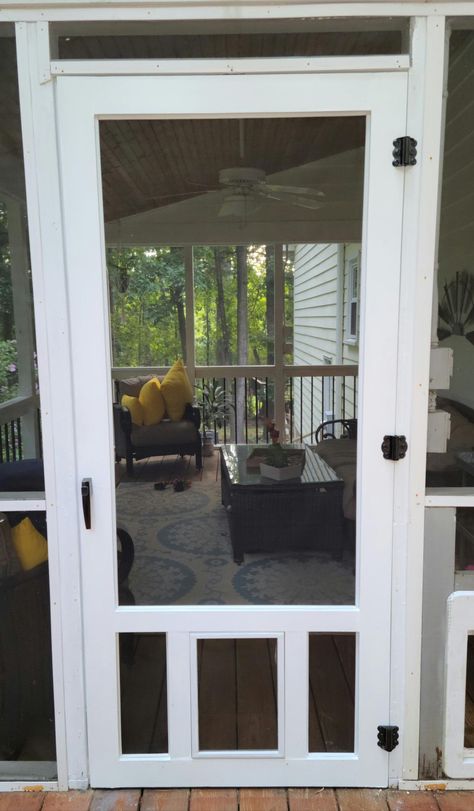 Patio Dog Door, Screened Porch Doors, Pet Screen Door, Old Screen Doors, Wood Screen Door, Wooden Screen Door, Diy Screen Door, Diy Screen, Screened Porch Designs