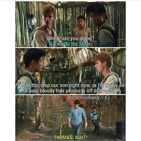 #tmr #papa #MinMin #mama #Newt #funny #hair #products Maze Runner Funny Mama Newt, Mama Newt And Papa Min Min, Mama Noot, Mama Newt, Cant Stop Laughing, Funny Hair, Maze Runner Thomas, Maze Runner Trilogy, Maze Runner Funny