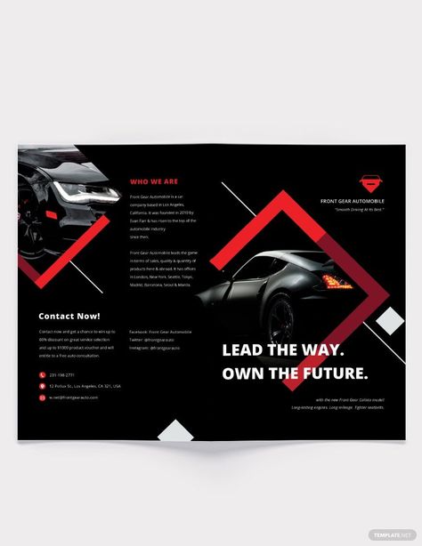 Instantly Download Car Advertisement Bi-Fold Brochure Template, Sample & Example in Adobe Photoshop (PSD), Adobe Illustrator (AI) Adobe InDesign (ID) Format. Available in A4 & US + Bleed. Quickly Customize. Easily Editable & Printable Magazine Page Design, Car Template, Car Advertisement, Srt Demon, Ppt Template Design, Brochure Design Creative, Yearbook Pages, Brochure Design Layout, Dodge Srt