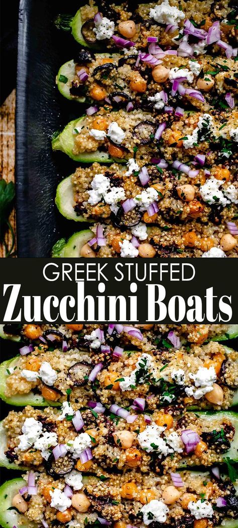 Zucchini Boats Healthy, Zucchini Boat Recipes, Stuffed Zucchini Boats, Easy Mediterranean Diet Recipes, Stuffed Zucchini, Zucchini Boats, Tasty Vegetarian Recipes, Mediterranean Diet Recipes, Vegetarian Recipes Dinner