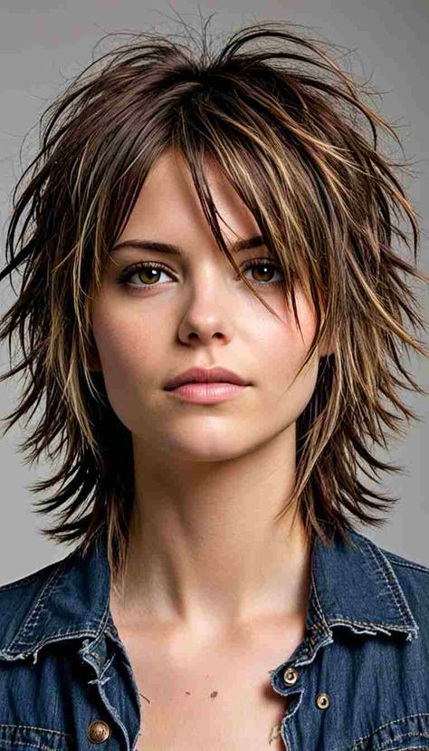 33 Trendy Short Shag Hairstyles That Will Elevate Your Look! - Glamour Corner Edgy Choppy Haircuts, Edgy Medium Haircuts For Fine Hair, Medium Length Shaggy Hair, Asymmetrical Shag Haircut, Edgy Layered Hair, Medium Length Haircut Edgy, Short Choppy Hairstyle Women, Choppy Shag Haircut, Shag Haircut For Fine Hair