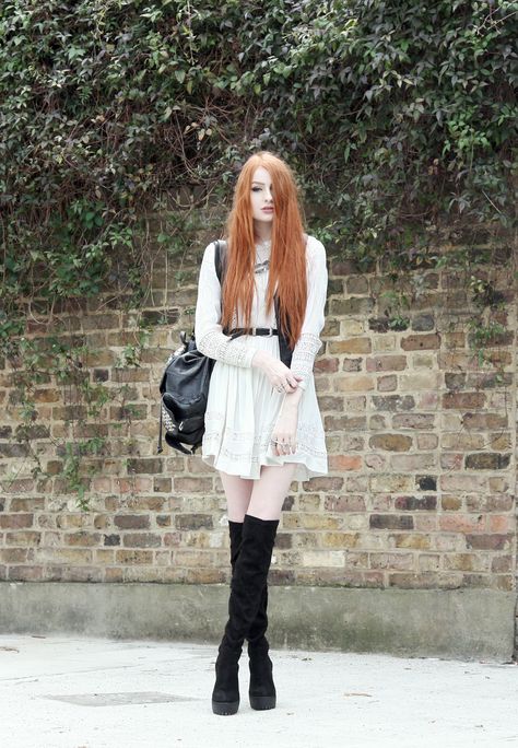 Olivia Emily, Leather Waistcoat, Slouchy Boots, Rock Punk, Red Head, Alternative Outfits, Dark Fashion, Uk Fashion, Goth Fashion