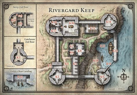 Princes of the Apocalypse; Rivergard Keep (Digital DM & Player Versions) Princes Of The Apocalypse, Pathfinder Maps, Map Layout, Building Map, Fantasy World Map, Tabletop Rpg Maps, Adventure Map, Rpg Map, Town Map