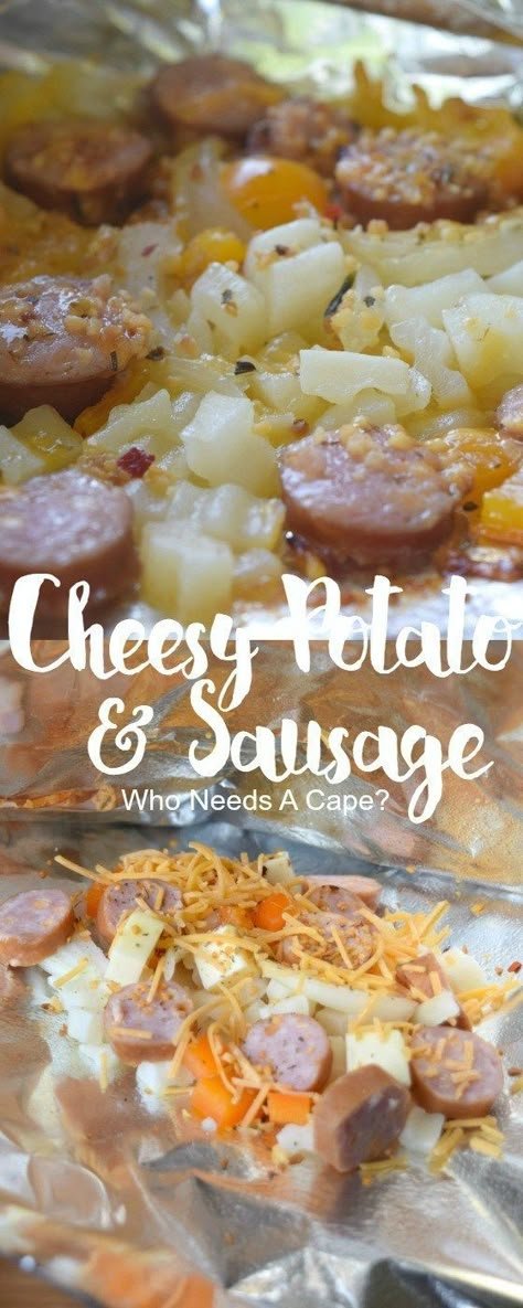 Potato And Sausage, Hobo Dinners, Potato Sausage, Foil Packet Dinners, Foil Pack Meals, Foil Dinners, Foil Packet Meals, Diy Easy Recipes, Foil Packet