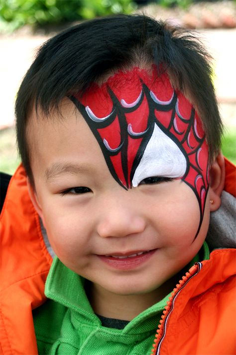 Spider man Spider Man Face Paint, Lion Face Paint, Superhero Face Painting, Face Painting For Boys, Face Painting Tutorials, Spiderman Face, Face Painting Easy, Kids Face Paint, Body Suit Tattoo