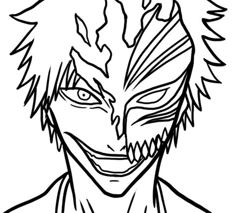 Drawing On Clothes Ideas, Ichigo Kurosaki Mask, Ichigo Drawing, Bleach Drawing On Clothes, Ichigo Mask, Drawing On Clothes, Ichigo Hollow Mask, Anime Drawings For Beginners, Ichigo Manga