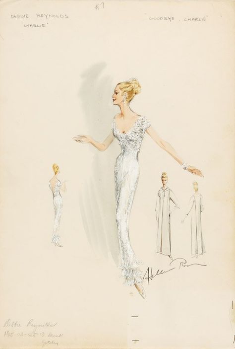 Edith Head Sketches, Famous Wedding Dresses, Costume Illustration, Vintage Fashion Sketches, Helen Rose, Rose Costume, Best Costume Design, Best Costume, Hollywood Costume