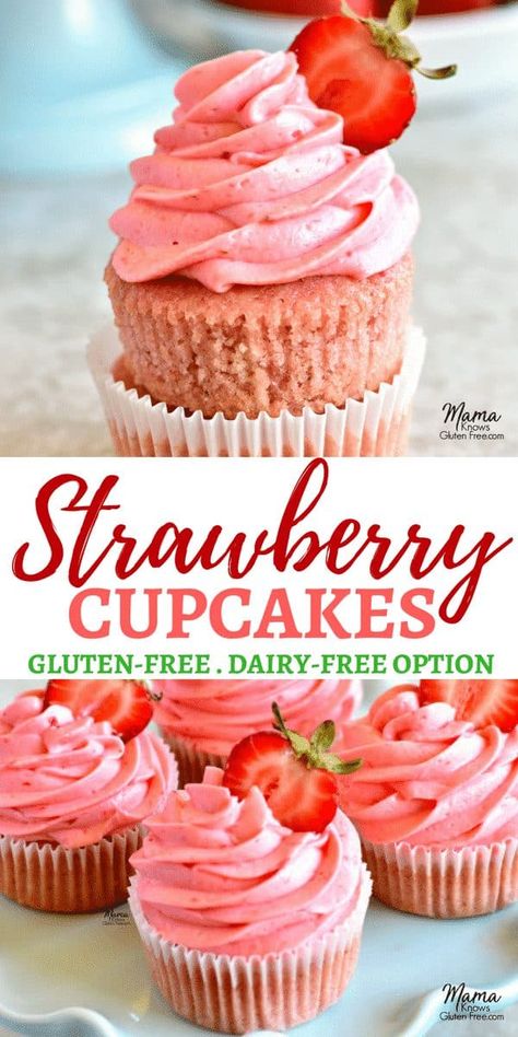 Strawberry Buttercream Frosting, Dessert Oreo, Dairy Free Cake, Gluten Free Cupcakes, Strawberry Buttercream, Desserts Vegan, Gluten Free Desserts Recipes, Gluten Free Cake, Gf Desserts