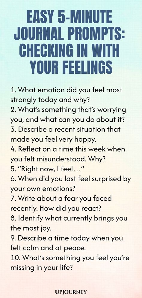 Explore these simple and effective 5-minute journal prompts to check in with your feelings daily. Enhance self-awareness, boost mindfulness, and cultivate a positive mindset effortlessly. Start your journey towards emotional well-being today! Feelings Journal, Work Etiquette, Psychology Terms, Mental Resilience, What Makes You Laugh, Relationship Quizzes, Journal Questions, Happiness Journal, Friendship And Dating