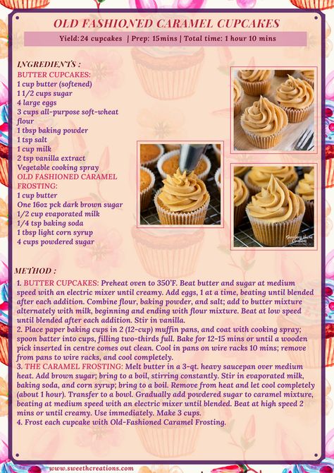 Homemade Dessert Recipes, Nyonya Kuih, Recipes For Cakes, Historic Recipes, Baking Chart, Mini Tarts, Written Recipes, Amazing Meals, Caramel Cupcakes